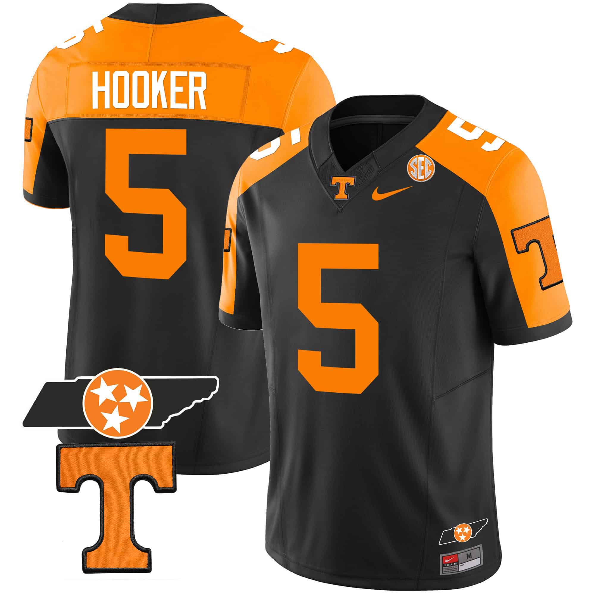 Men Tennessee Volunteers #5 Hooker Black 2024 Nike Checkerboard & Alternate NCAA Jersey style 2